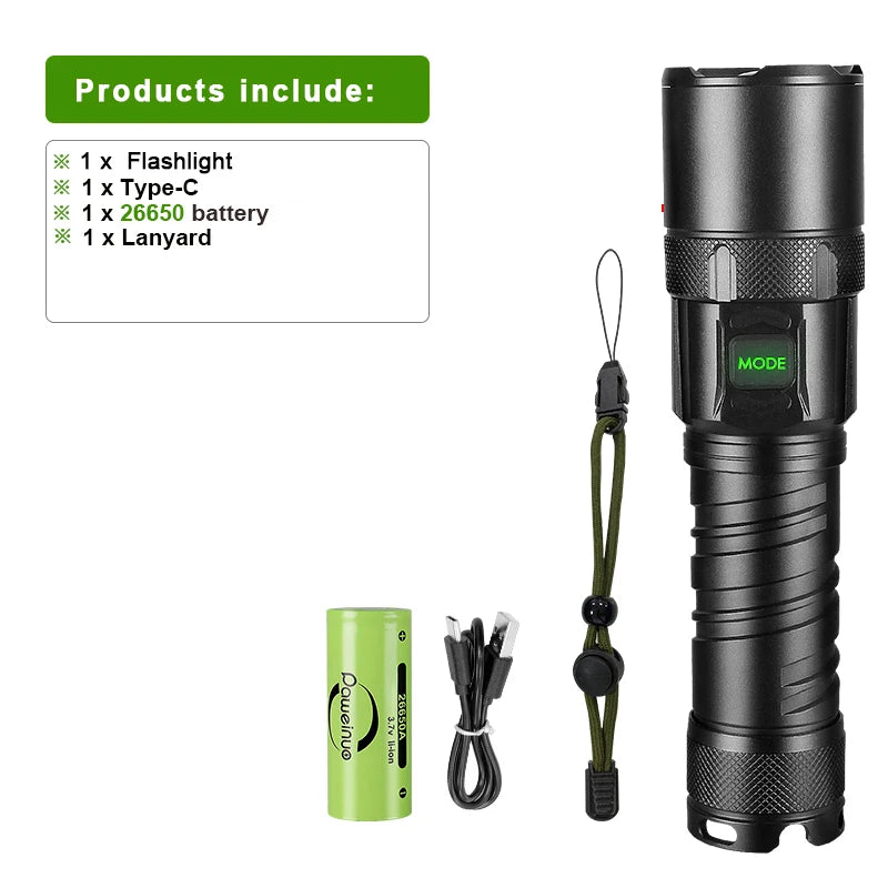 New XHP199 Powerful LED Flashlight XHP160 XHP90 Rechargeable Torch Light High Power Flashlight 26650 USB Waterproof Camping Lamp-WAYBIKER