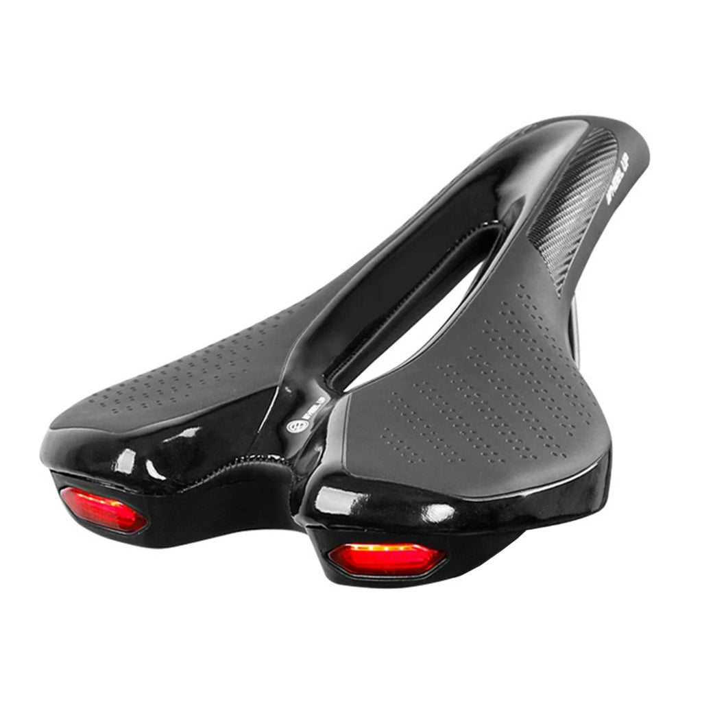 Bike Saddle Bicycle Soft Saddle with USB Charging Warning Taillight Breathable Seat Cushion for Mountain Bike Road Bike-WAYBIKER