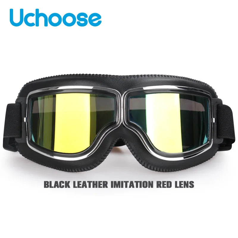 Windproof Bicycles Helmet Glasses Leather Safety Protective Anti-glare Motocross Cross-country Steampunk Glasses Easy To Carry-WAYBIKER