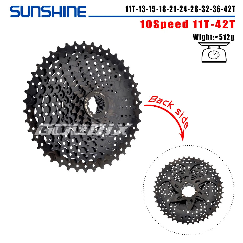 SUNSHINE MTB Cassette 8/9/10/11/12 Speed 40/42/46/50/52T Black K7 Cassette Sprocket for SHIMANO HG Structure
