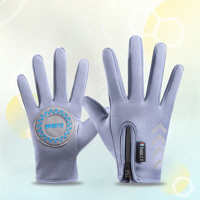 Children's Gloves Warm Cycling Winter Autumn Waterproof Kids Reflect Light Non-Slip Ski Fleece Boy Girl Scooter Gloves Zipper-WAYBIKER