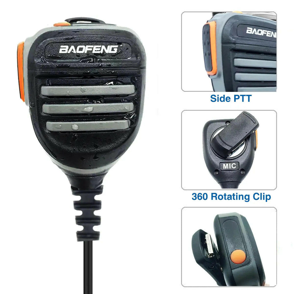 2023 Baofeng Walkie Talkie Speaker Microphone PTT Mic For Baofeng UV5R BF-888S UV-10R UV 16 Pro Two Way Radio2 Pin Waterproof