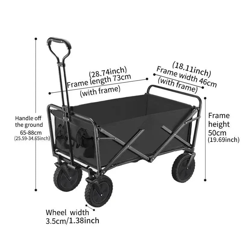 Camping Cart Outdoor Foldable Cart Oversized Camping Vehicle Picnic Vehicle Trailer Camping Trolley Stall Small Cart-WAYBIKER