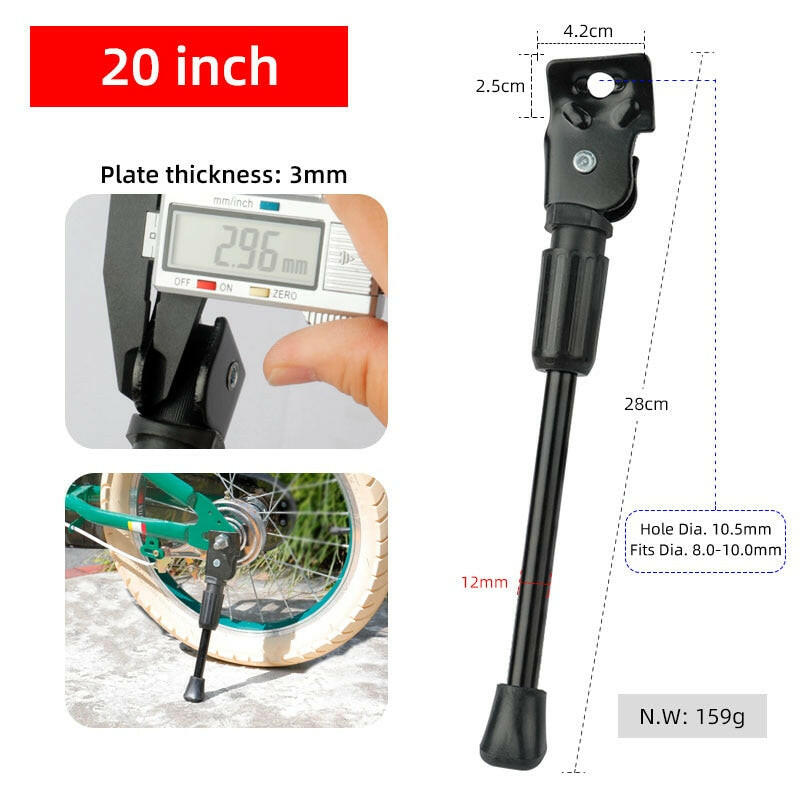 Kids Bike Kickstand Parking Stand Foot Brace Children Bicycle Side Support 12/14/16/18/20 Inch-WAYBIKER