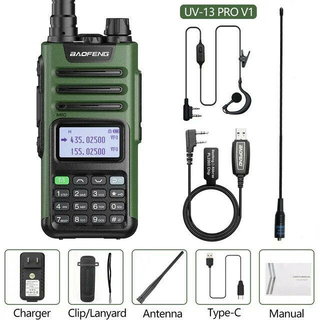 Baofeng UV-13 PRO Ham Radio 16 KM Long Range Distance Dual Band 999 Channel Type-C Charging Walkie Talkie Upgrade UV-5R UV-10R-WAYBIKER