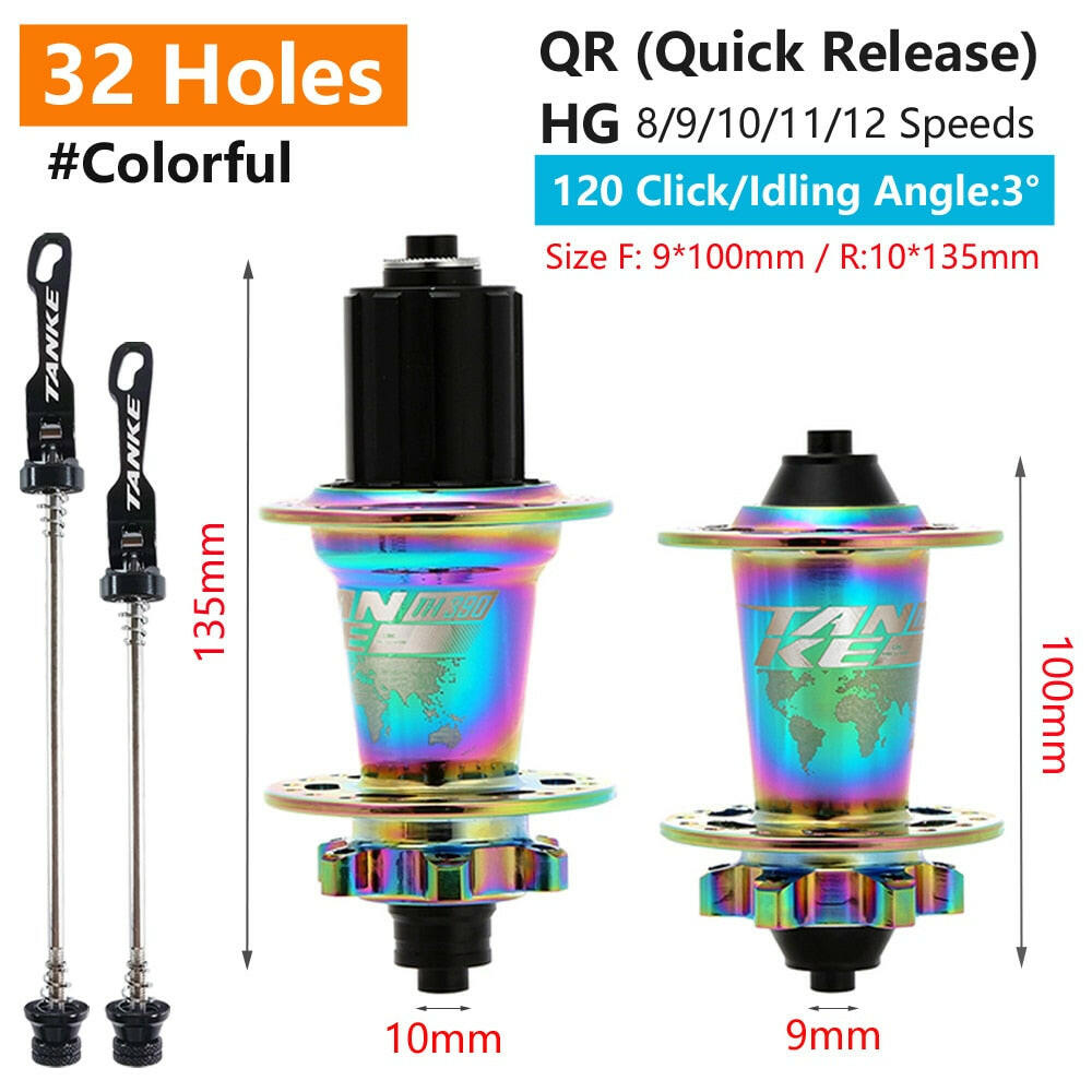 TANKE 120 Click Hub 6 Bearing MTB Mountain Bike Hub Front Rear Thru HG 28 32 36 Holes Disc Brake Bicycle Hubs 8 9 10 11 12 Speed-WAYBIKER