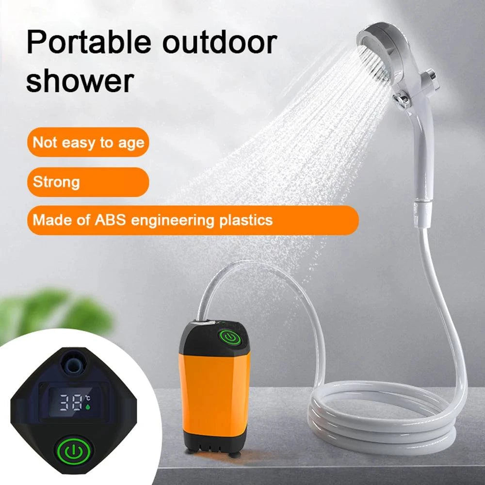 Outdoor Camping Shower Portable Electric Shower Pump Waterproof Electric Pump for Camping Hiking Backpacking Travel Beach Pet-WAYBIKER