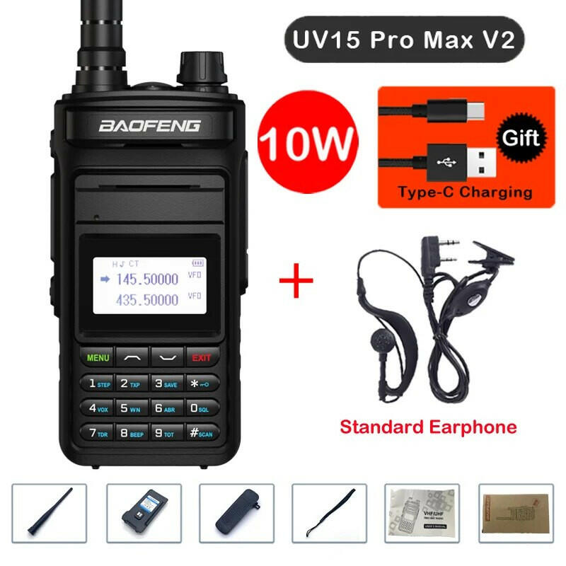 2023 Baofeng UV15 Pro Max True 10W Long Range FM Walkie Talkie 999 Channel Dual Band CB Ham Radio Type-C Charger Two Way Radio-WAYBIKER