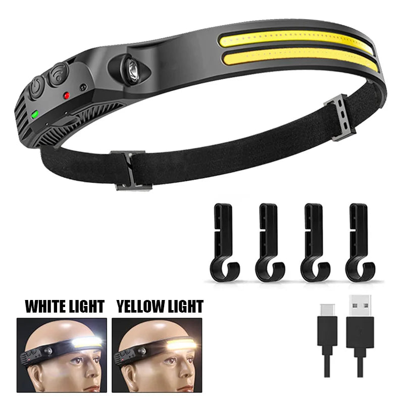 Head Lamp Led Induction Light USB Rechargeable Led Head Flashlight Work Light Head Torch With Built-in Battery Powerful Headlamp-WAYBIKER
