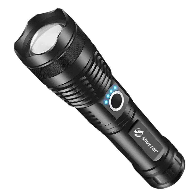 High Power LED Flashlight Camping Torch With 4 Core P50 Lamp Bead Zoomable 5 Lighting Modes Use of High Strength Aluminum Alloy-WAYBIKER