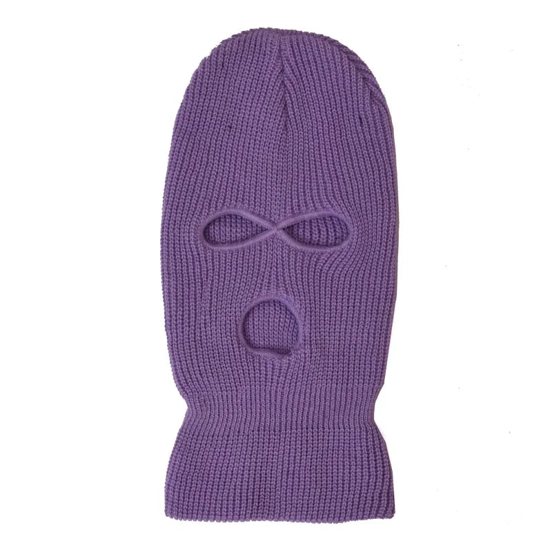 2023 New Fashion 3-Hole Knitted Full Face Cover Ski Mask Winter Balaclava Warm Knit Full Face Mask For Outdoor Sports-WAYBIKER