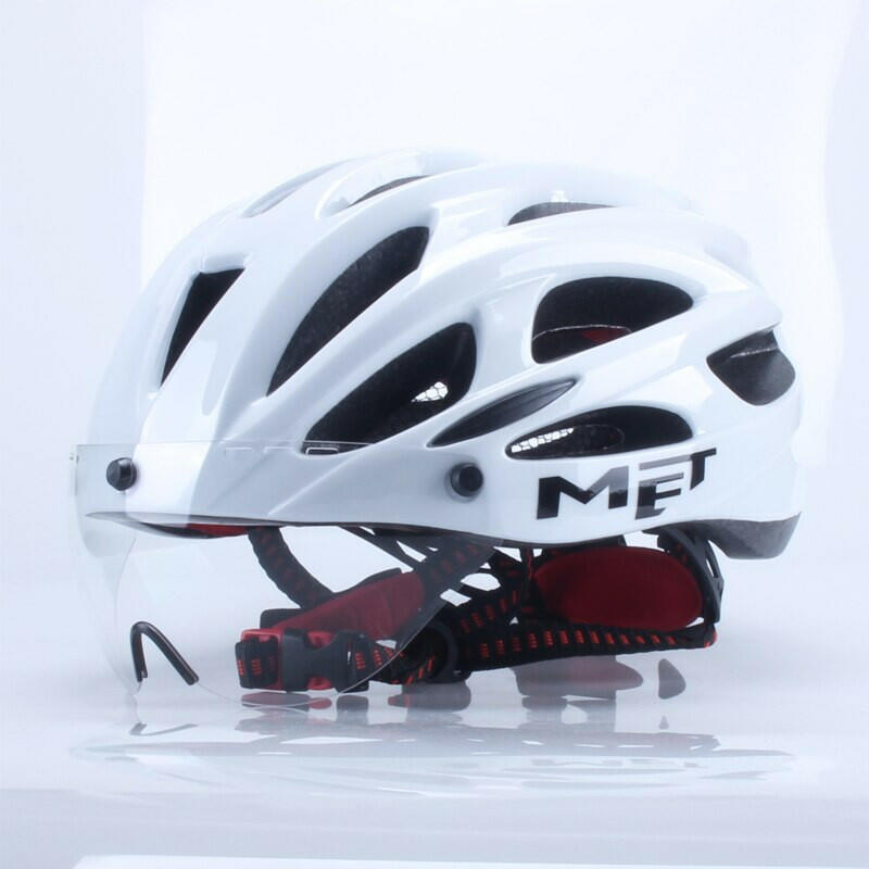 Met Brand Bicycle Men Women Bike Helmet MTB Mountain Road Ciclismo Bike Integrally Molded Cycling Helmets Safety Cap With Lens-WAYBIKER