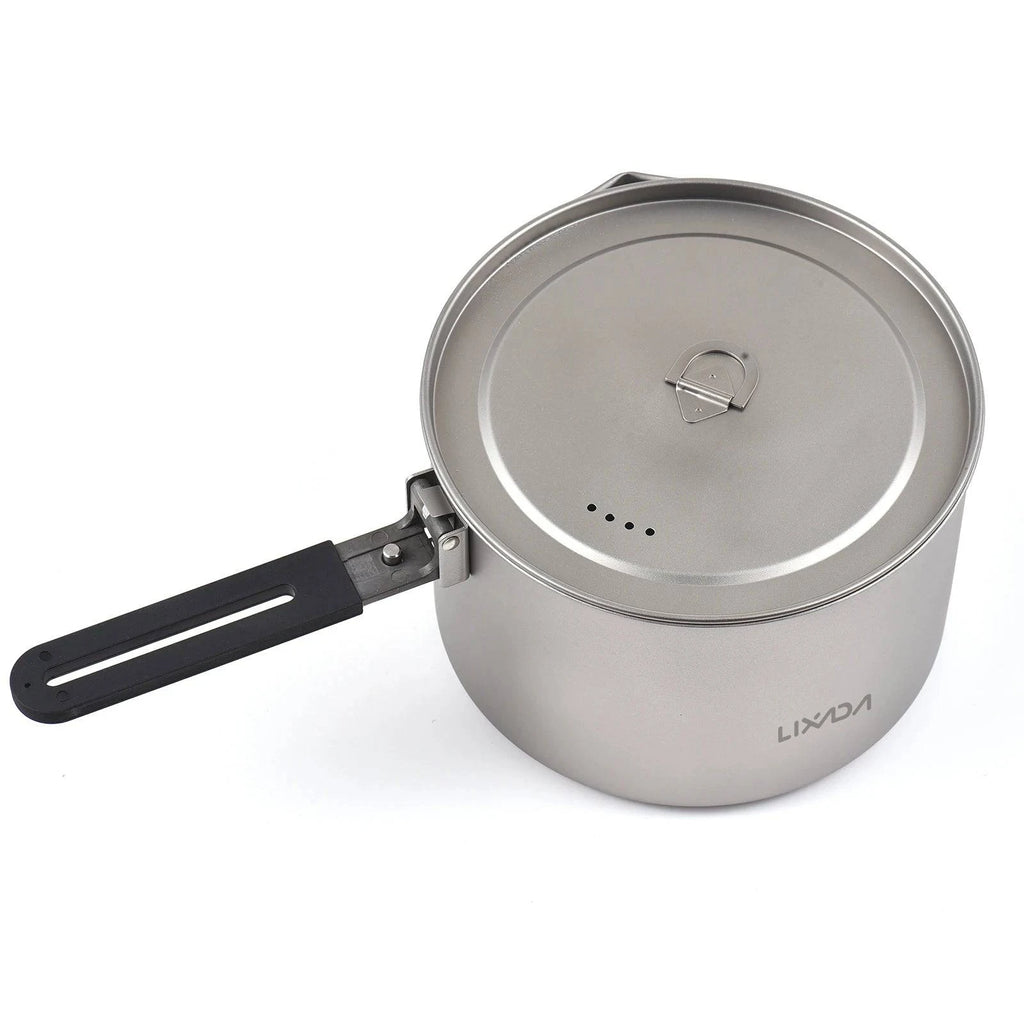 Camping Pots and Pans Portable Lightweight with Folding Handle for Open Fire Outdoor Cooking Camping Hiking Backpacking-WAYBIKER