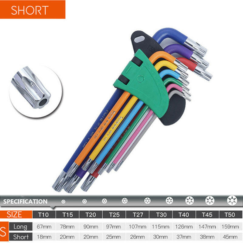 Allen Key Set L Wrench Kit For Allen Screw 9PCS Long Arm Hex Key Set 1.5mm To 10mm Hexagon Spanner Hand Tools For Bicycle Repair-WAYBIKER