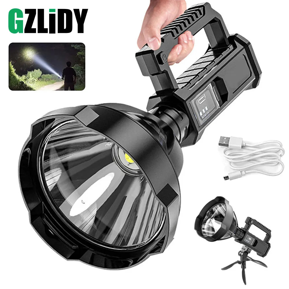 High Power LED Flashlight Powerful XHP70 Torch Waterproof Fishing Lantern USB Rechargeable Spotlight Searchlight Camping Lamp-WAYBIKER