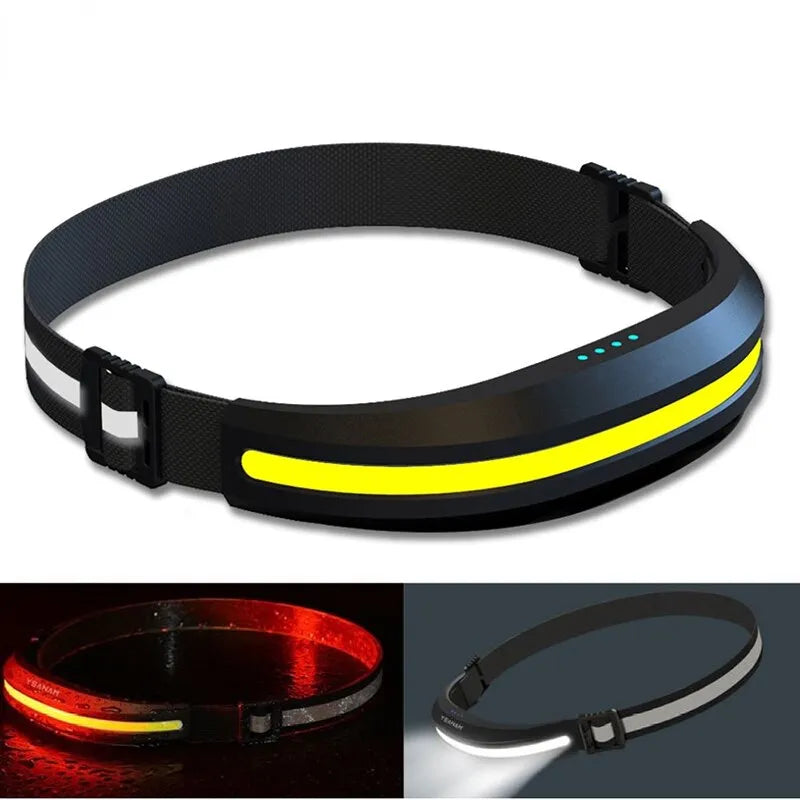 Portable COB Headlamp Rechargeable Red and White Light Work Light Outdoor Camping Night Running Floodlight Fishing Headlight-WAYBIKER