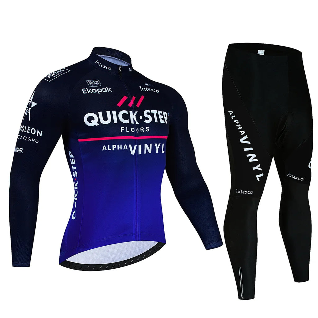 Long Sleeve Cycling Jersey Set New Quick Step Mtb Bicycle Clothing Bicycle Maillot Ropa Ciclismo Mans Bike Clothes Cycling Set-WAYBIKER