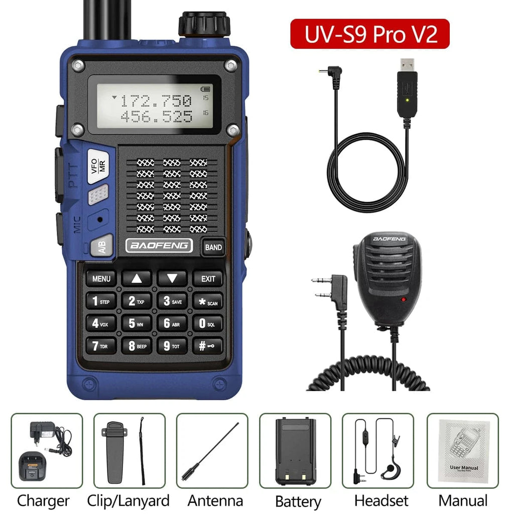 BaoFeng UV-S9 Pro V2 10W Powerful UHF VHF Waterproof Walkie Talkie Radio Long Range Up of UV-S9 Plus Portable Ham Two Way Radio-WAYBIKER