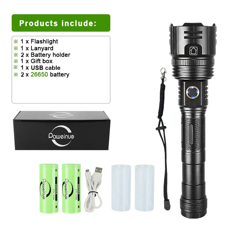 Most Powerful Flashlight Long Range Led Flashlight Ultra Strong Spotlight LED Lantern Zoom LED Torch Waterproof Hand Lamp-WAYBIKER
