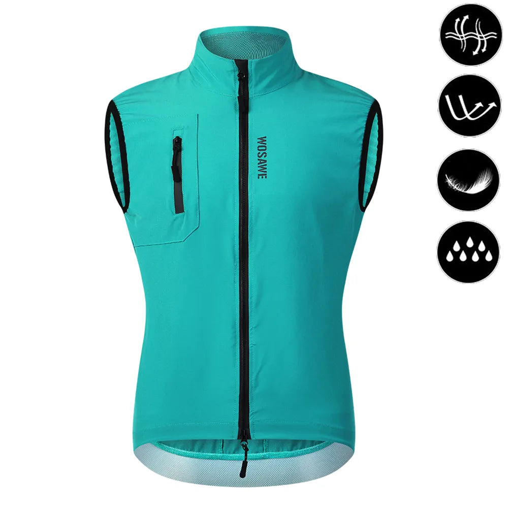 WOSAWE Ultralight Men's Cycling Windbreaker Windproof Jacket Bike Vest Water Resistant MTB Road Bicycle Long Jersey 2 Pockets-WAYBIKER