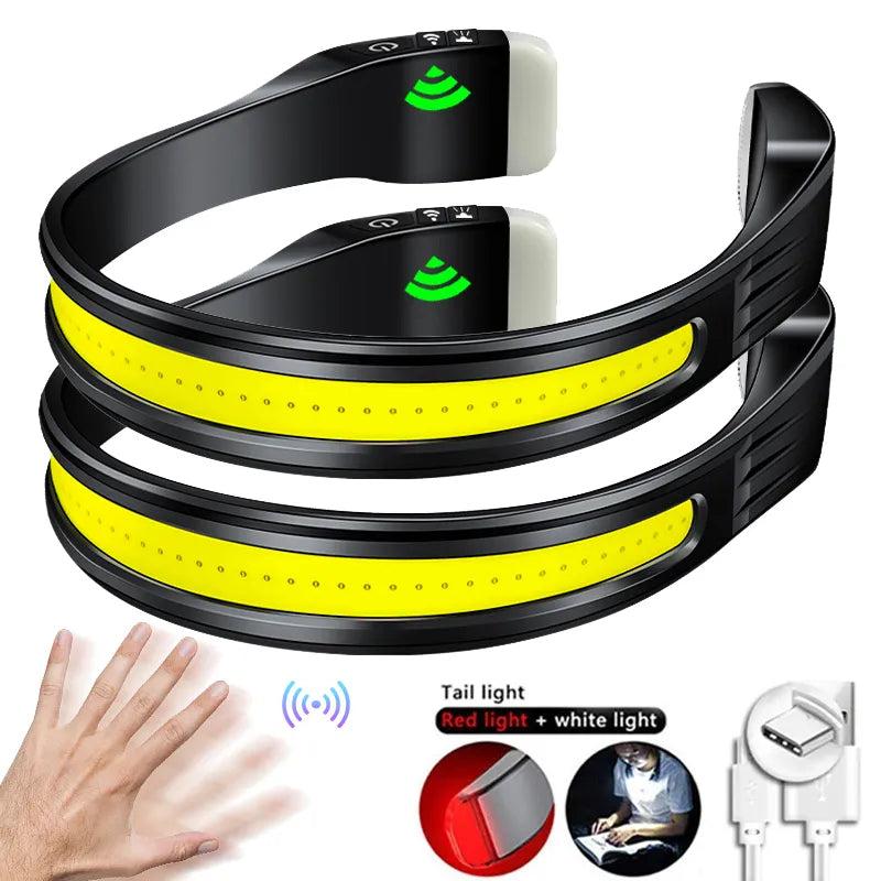 COB Powerful Sensor Headlight USB Rechargeable Head Flashlight With Built in battery 1000LM Head Torch Camping Fishing Lantern-WAYBIKER