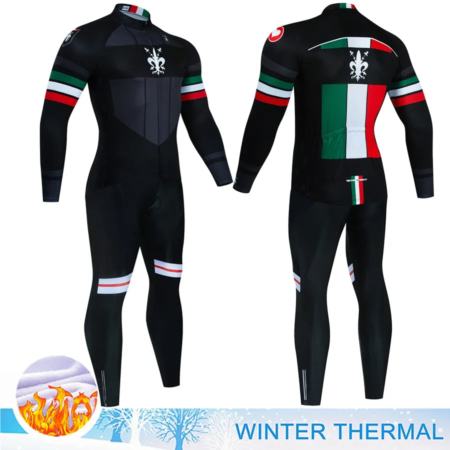 Winter Thermal Fleece Cycling Jersey Mtb Male Clothing Sports Set Complete 2023 Road Bike Men's Man Team Sportswear Bycicle Suit-WAYBIKER