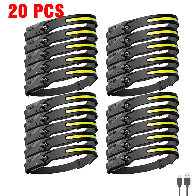 LED Multifunctional Wave Induction Rechargeable Head Lamp COB Outdoor Adventure Fishing Night Running Strong Light Head Lamp-WAYBIKER