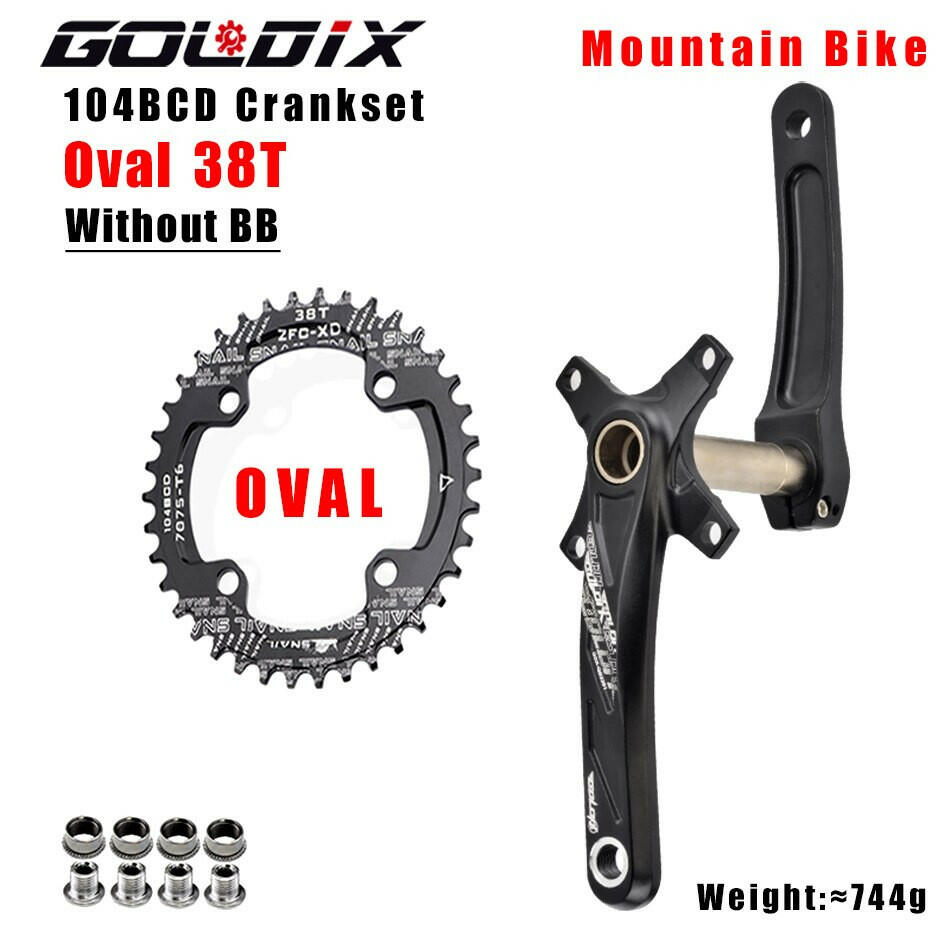 GOLDIX 104BCD Wide & Narrow Tooth Mountain Bike Parts Crankset 170/175mm Cranks Round/Oval Chainrings 32T/34T/36T/38T MTB