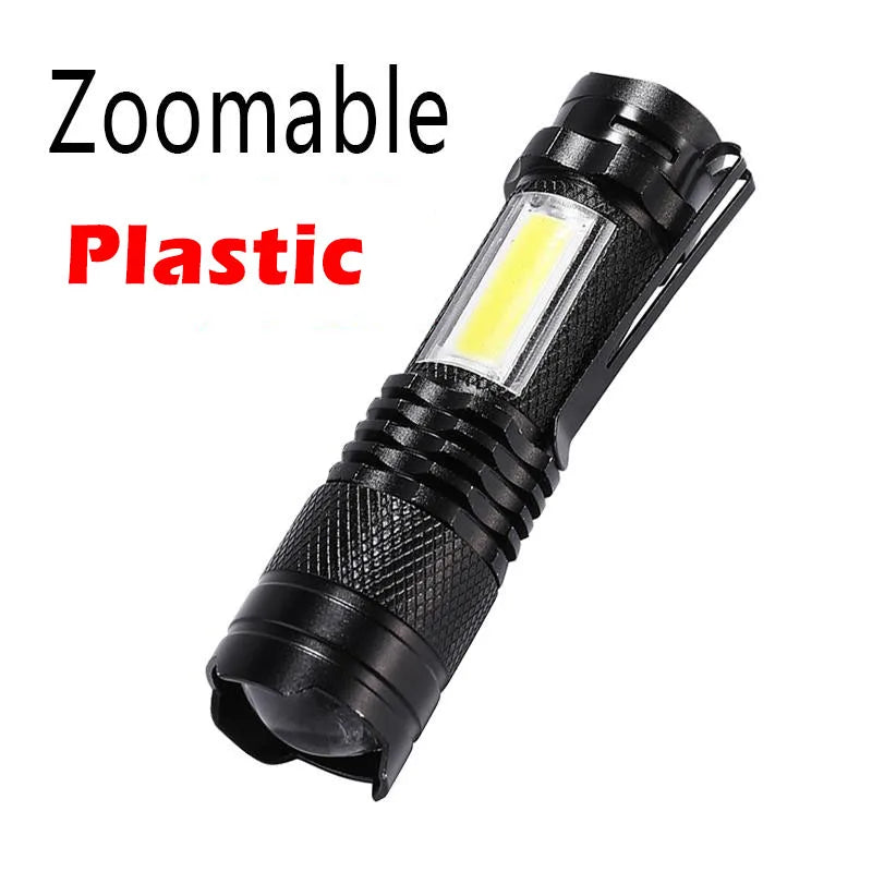 Built In Battery XP-G Q5 LED Zoom Focus Mini Led Flashlight Torch Lamp Torch Lantern Adjustable Penlight Waterproof Flashlamp-WAYBIKER