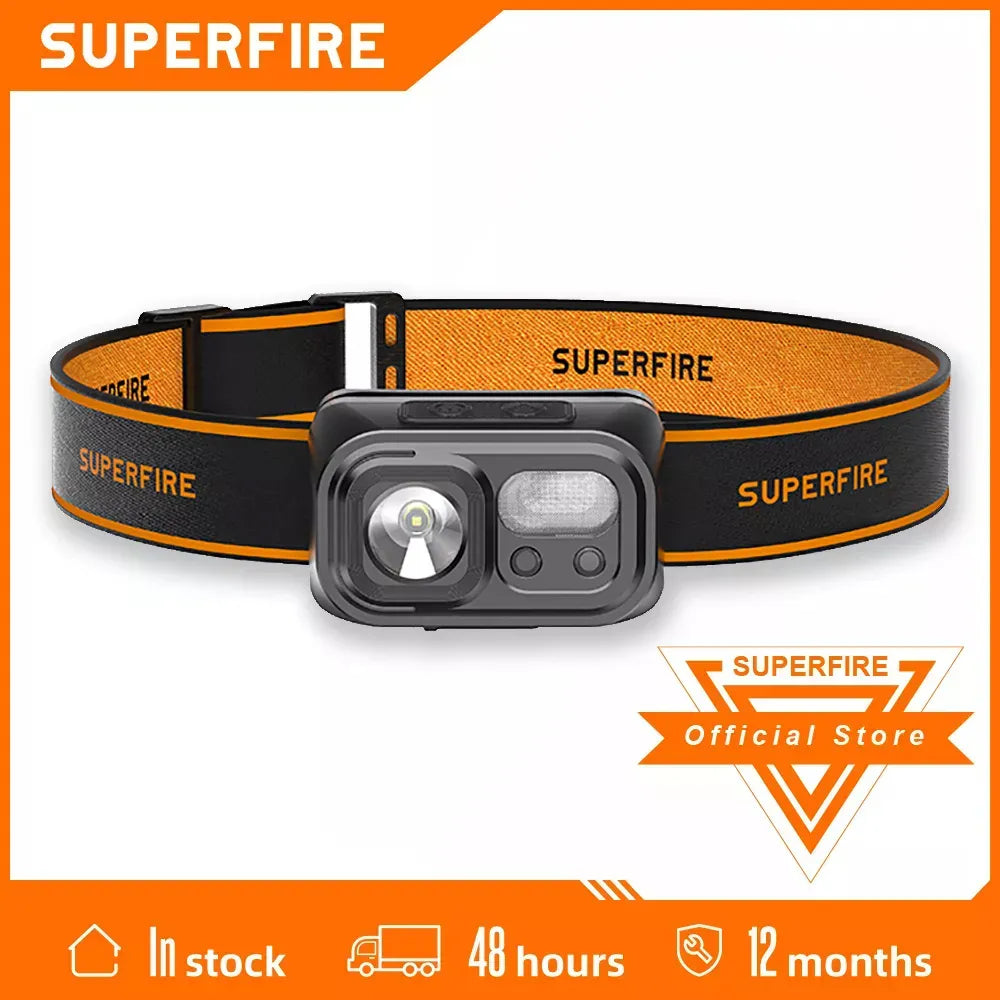 SUPERFIRE HL23 Mini Super Bright LED Headlamp Induction Headlight USB C Rechargeable Portable Head Flashlight Camping Fishing-WAYBIKER