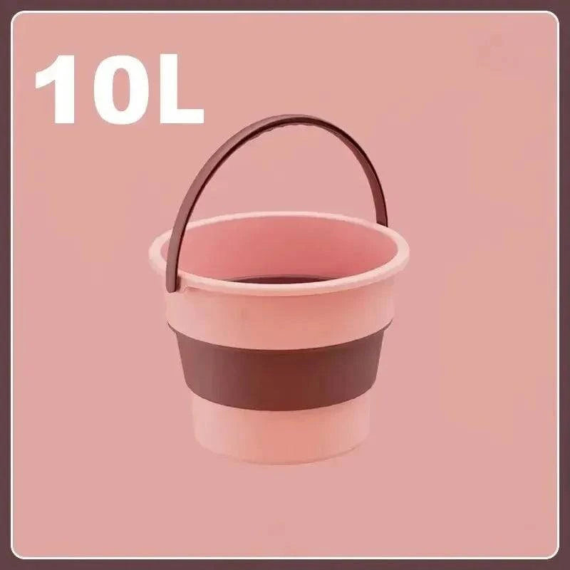 5/10L Folding Portable Bucket with Cover Car Wash Fishing Bathroom Tool Silicone Bucket Outdoor Camping Household Supplies-WAYBIKER