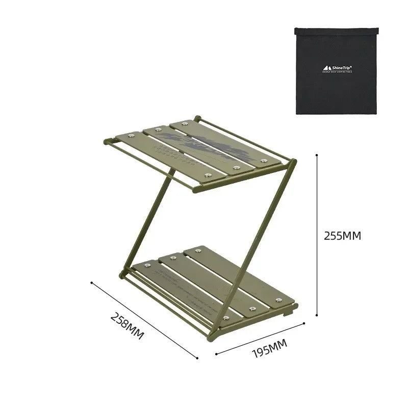 ShineTrip Outdoor Camping Desktop Folding Shelf Aluminium Alloy Portable Multi-Layer Camping Multi-Functional Storage Z-Table-WAYBIKER
