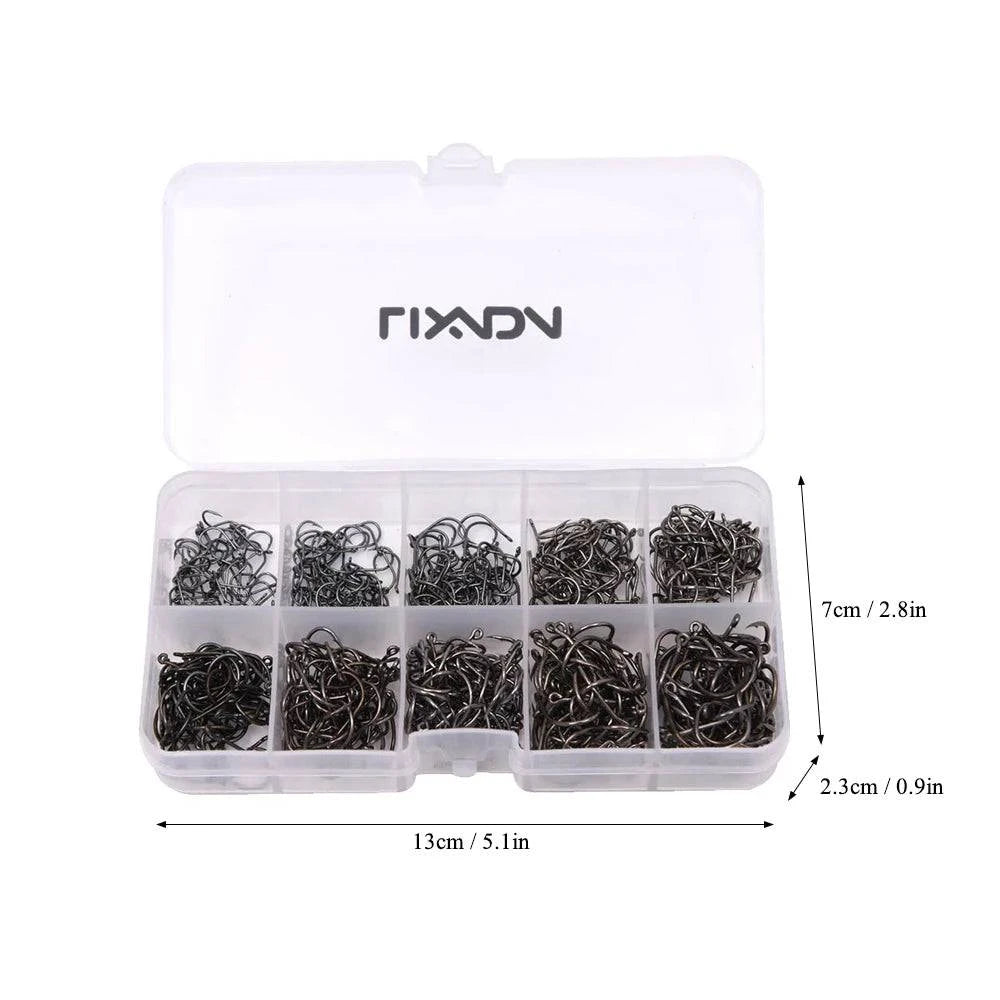 Lixada Fish Jig Hooks with Hole Fishing Tackle Box 3# -12# 10 Sizes Carbon Steel Fishing Hooks For Outdoor Fishing Hooks-WAYBIKER