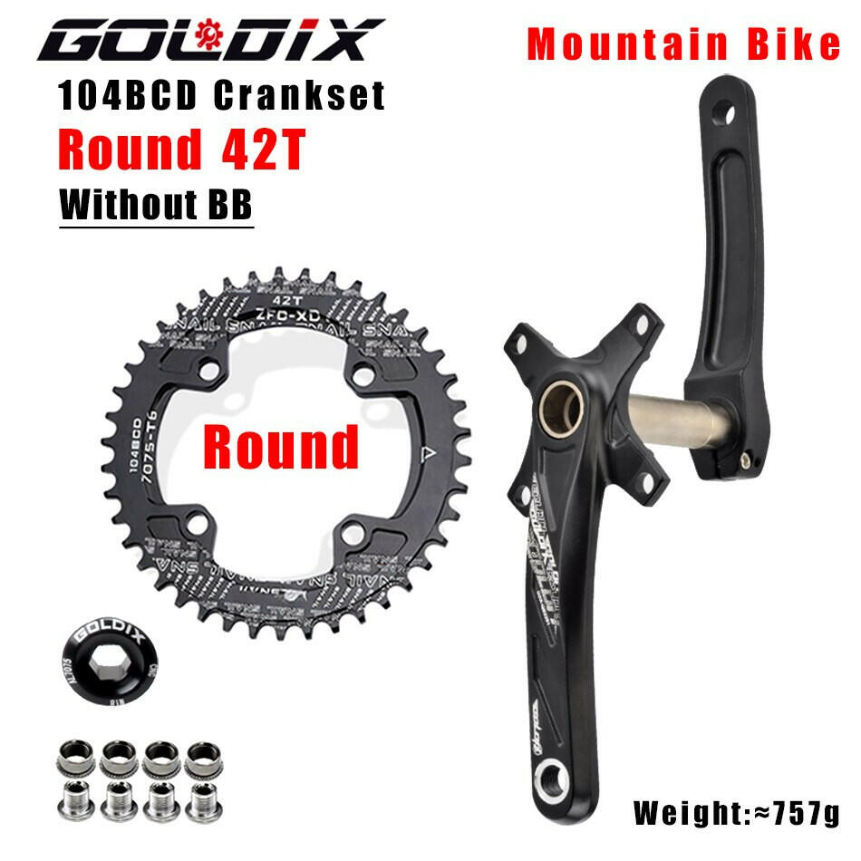 GOLDIX 104BCD Wide and narrow teeth bicycle crankset 170/175mm crank Round/Oval chain ring 32T/34T/36T/38T Bicycle crankset-WAYBIKER