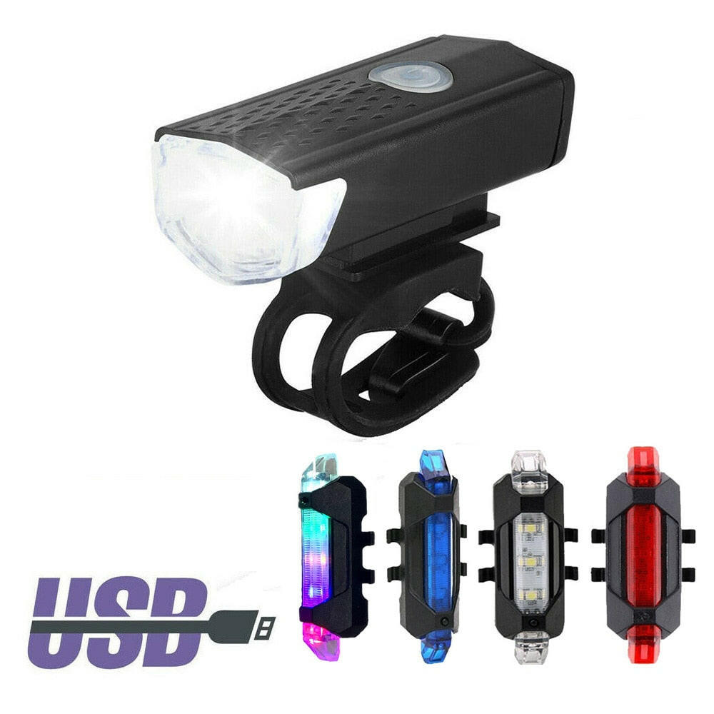 Bicycle Light Waterproof Black Front Red Rear Tail Light LED USB Style Rechargeable or Battery Style Bike Cycling Portable Light-WAYBIKER