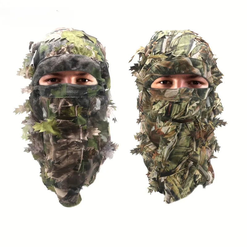 Ghillie Camouflage Leafy Hat 3D Full Face Mask Headwear Turkey Camo Hunter Hunting Accessories-WAYBIKER