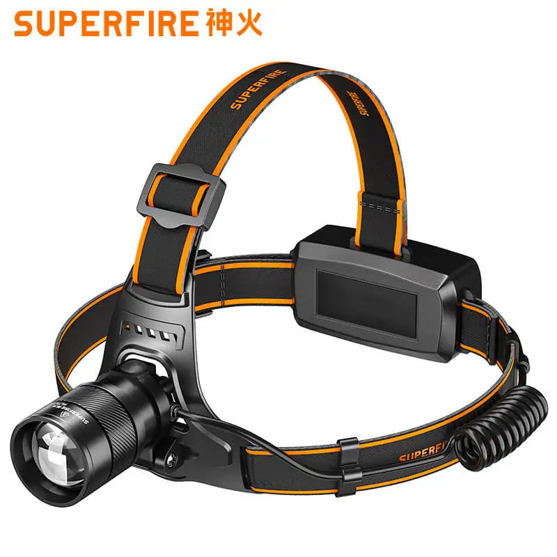 Superfire HL71 Portable Headlamp zoom 15W LED headlight Sensor Head Flashlight Camping Waterproof Hiking Bicycle light torch-WAYBIKER