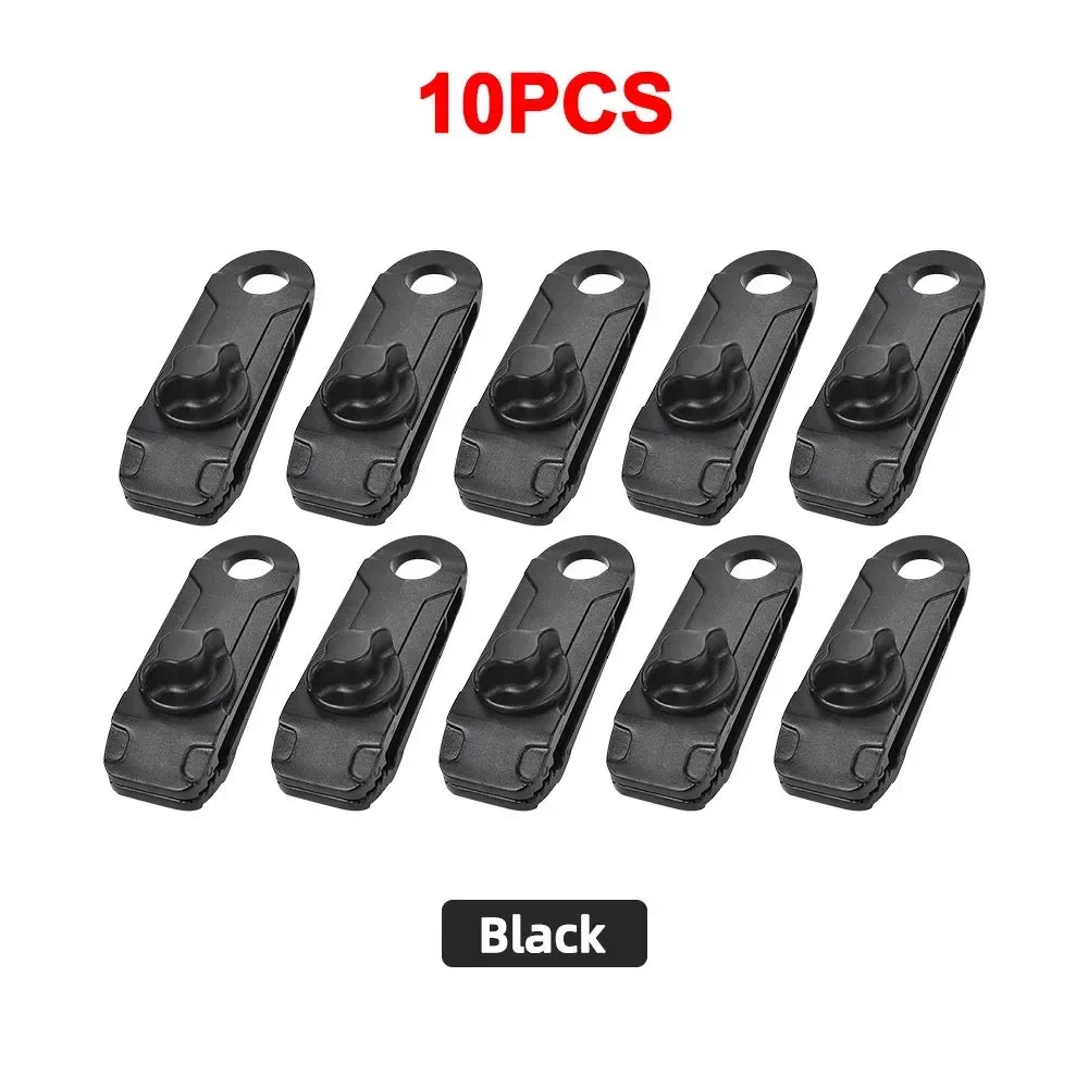 10PC Awning Clamp Tarp Clips Heavy Duty Lock Grip Tent Fasteners Clips Pool Awning Bungee Cord Car Tighten for Outdoor Camping-WAYBIKER