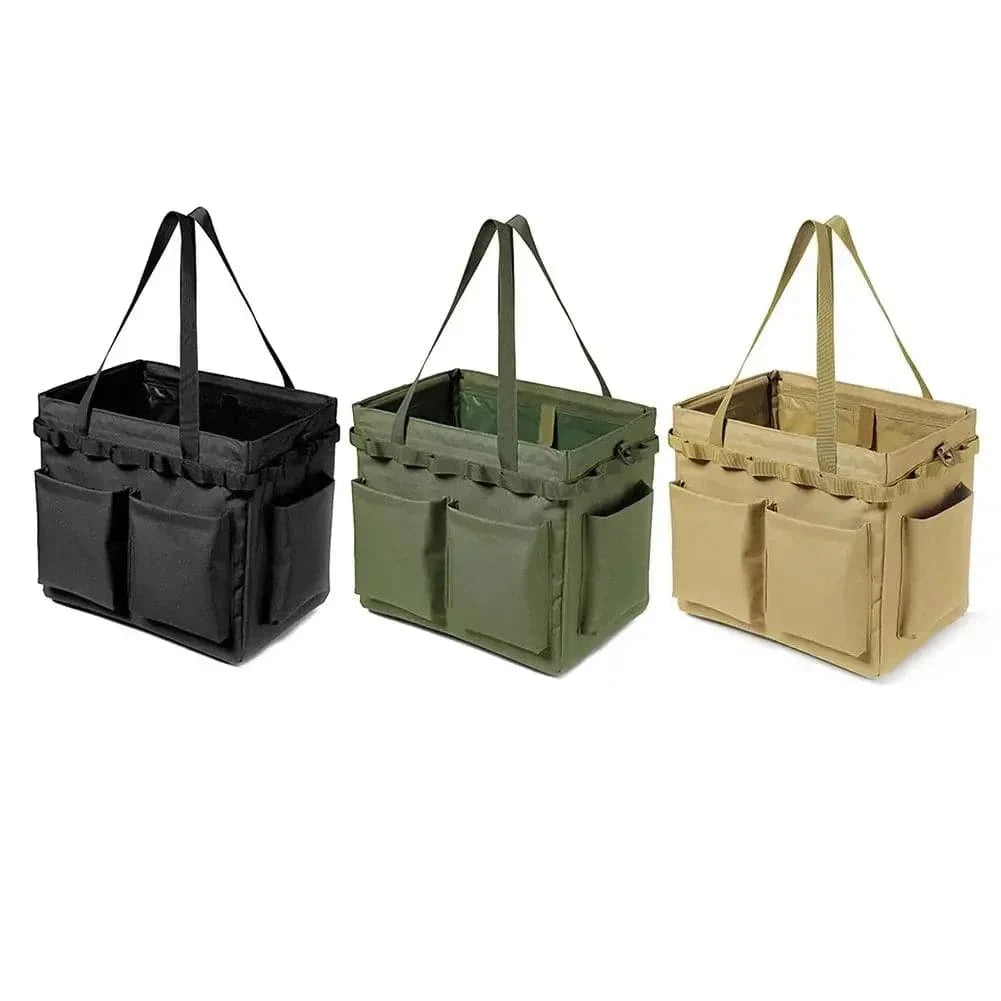 Large Capacity Camping Storage Tool Box Multifunction Wide Mouth Tool Bags Collapsible Outdoor Hiking Fishing Organizer Bags-WAYBIKER