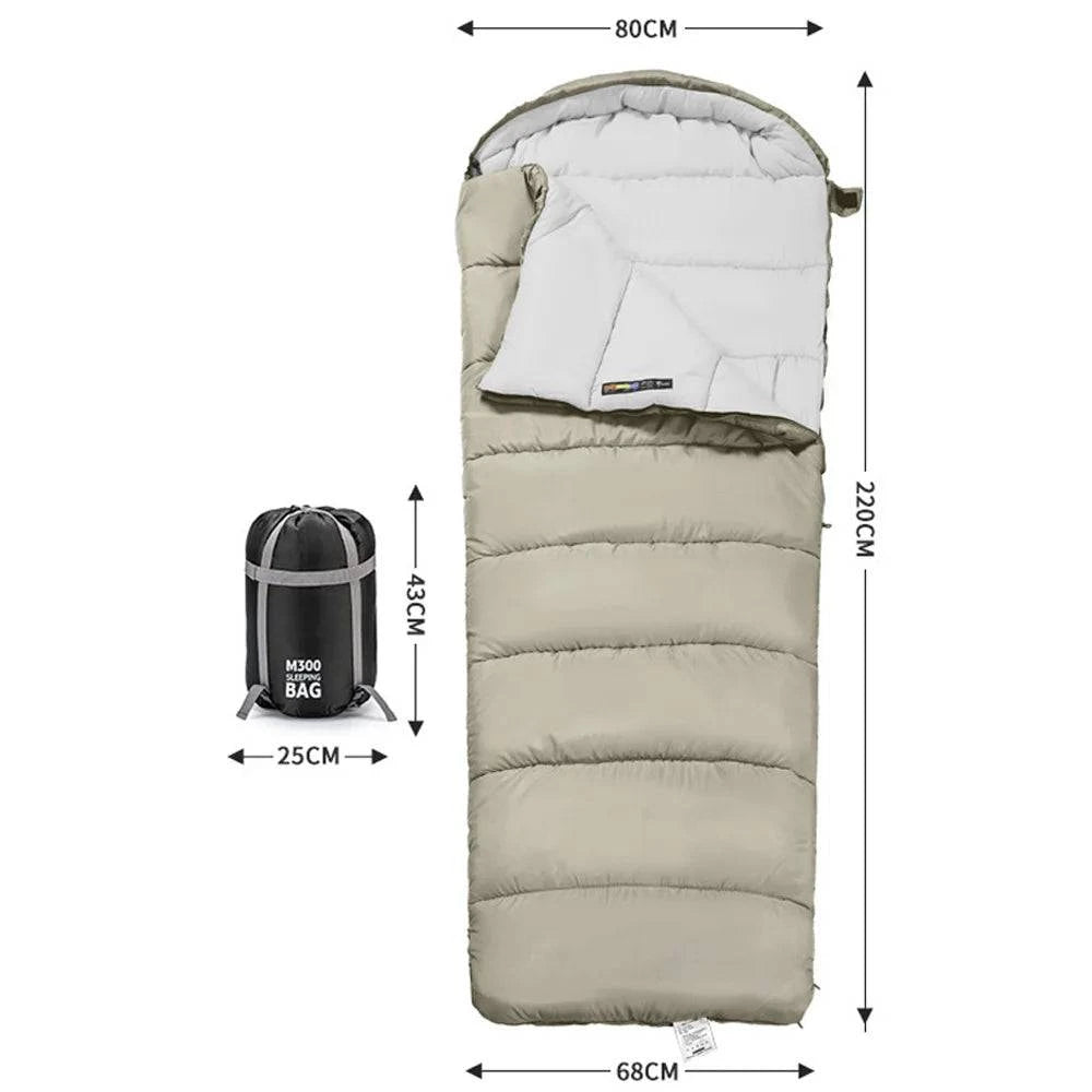 Double Persons Sleeping Bags For Adults Cold Weather 12°C- -18°C Cold-Resistant With Hooded Anti-splashing For Camping-WAYBIKER