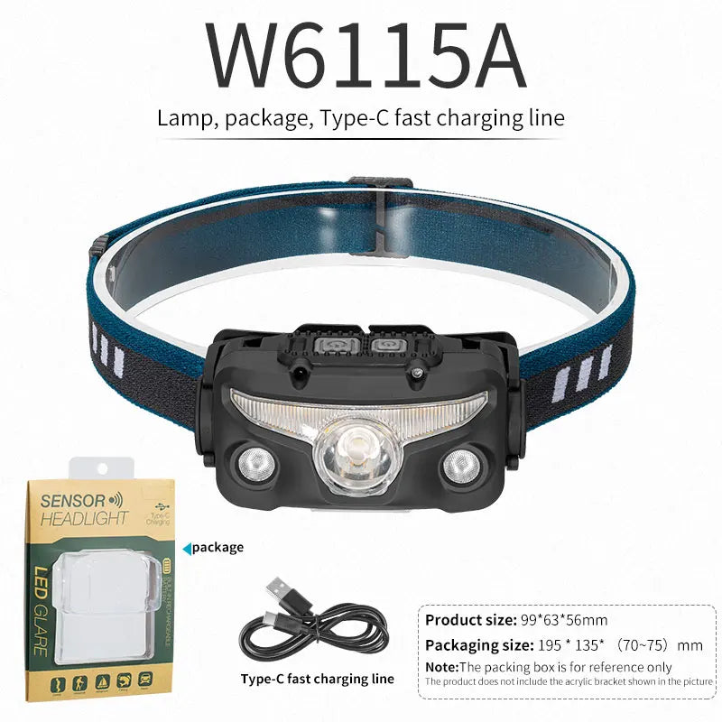 High Powered Camping Led Headlights Portable Headlamps Waterproof Head Front Light With USB Charging Led Lights-WAYBIKER