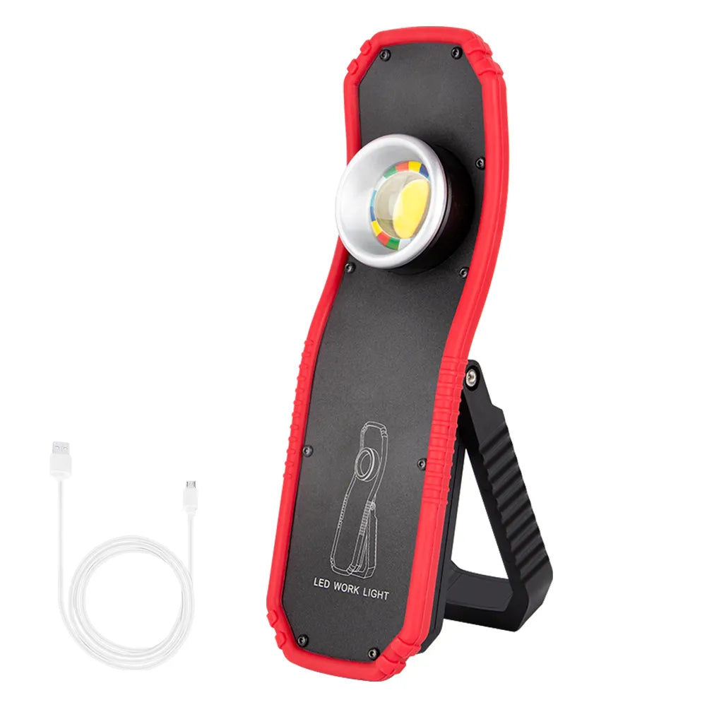 Portable LED COB Flashlight Torch USB Rechargeable Magnetic Lantern Camping Hanging Hook Lamp High-Low Modes Lighting Work Light-WAYBIKER