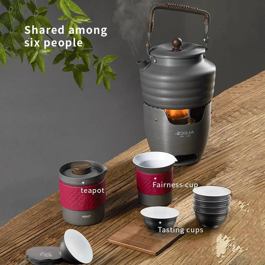 ALOCS TX-04 Travel Tea Set, Two Pot Six Cup Portable Retro Quick Cup Outdoor Kung Fu Tea Set-WAYBIKER
