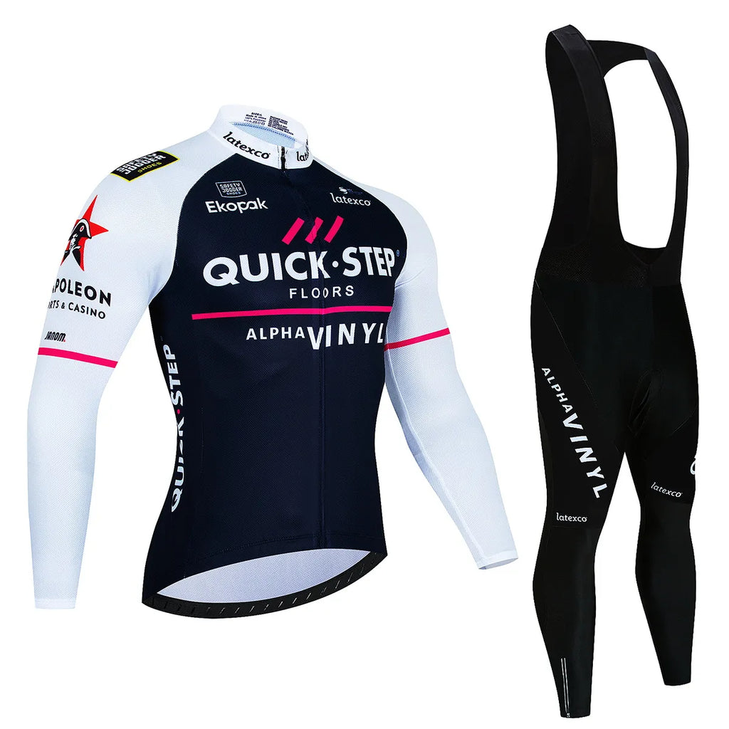 Long Sleeve Cycling Jersey Set New Quick Step Mtb Bicycle Clothing Bicycle Maillot Ropa Ciclismo Mans Bike Clothes Cycling Set-WAYBIKER