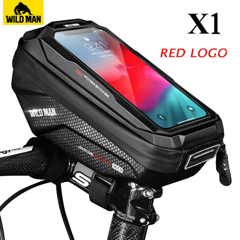 WILD MAN Cycling Handlebar Bag Bicycle Bag Rainproof Touch Screen Mtb Phone Bag 6.7 Inch Mobile Phone Case Bike Bag Accessories-WAYBIKER