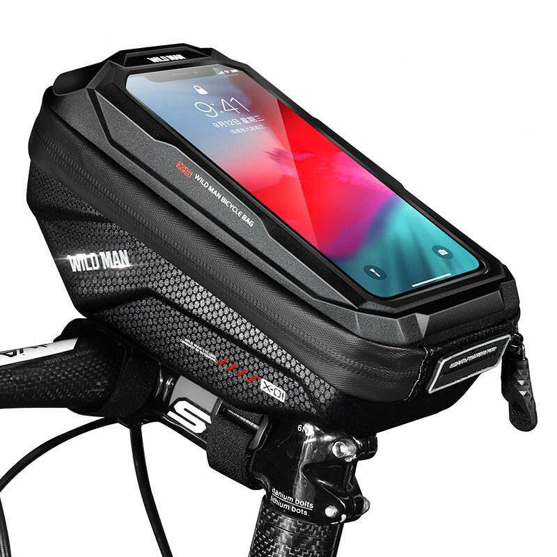 WILD MAN Cycling Handlebar Bag Bicycle Bag Rainproof Touch Screen Mtb Phone Bag 6.7 Inch Mobile Phone Case Bike Bag Accessories-WAYBIKER