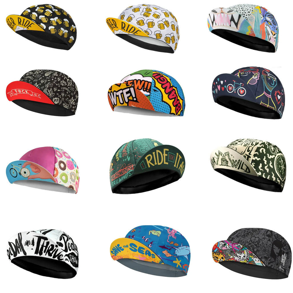 Classic Retro Red Blue Green Polyester Cycling Caps Summer Breathable Sports Quick Dry Bicycle Hat Men And Women-WAYBIKER