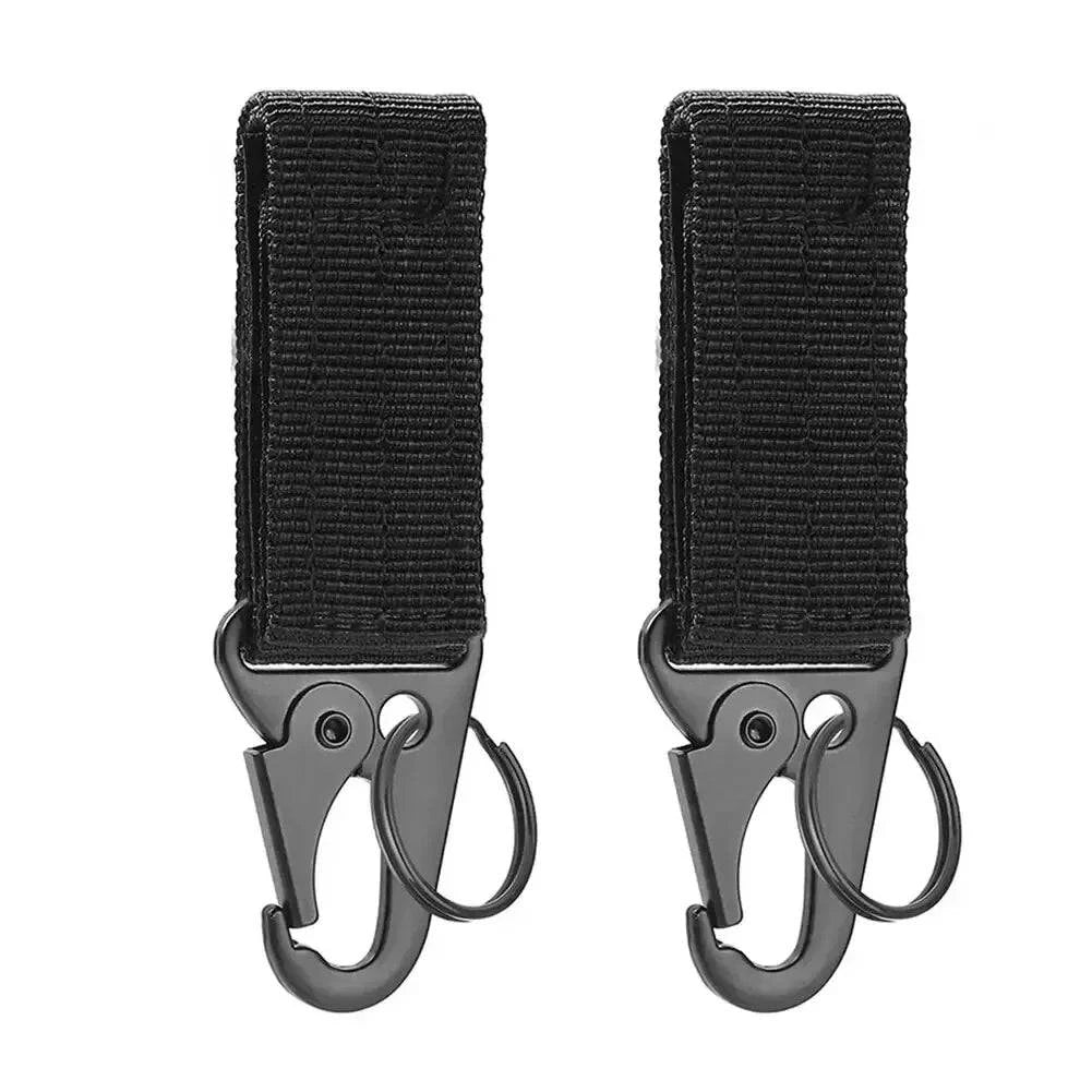 2pcs Tactical Hanging Buckle Molle Nylon Webbing Carabiner Belt Triangle Keychain for Outdoor Climbing Camping Tool Accessory-WAYBIKER