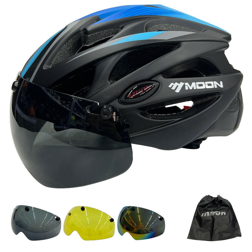 MOON Integrally-Molded Cycling Helmet Racing Ultralight Bicycle Helmet Men Women Motorcycle Bike Helmet with Magnetic Glasses-WAYBIKER