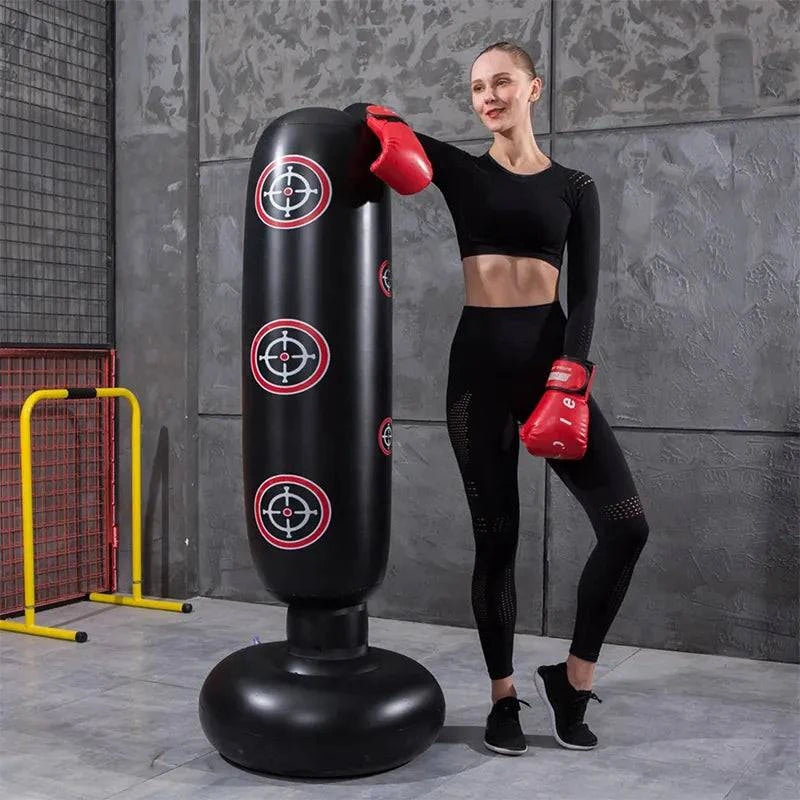 Boxing Punching Bag Boxing Muay Thai Inflatable Boxing Bag Training Pressure Relief Exercise Punching Stand Fitness Equipment-WAYBIKER